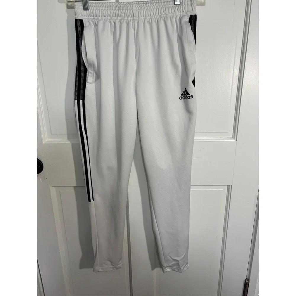Adidas Aeroready Primegreen Soccer Training Pants Mens Medium White Black Stripe